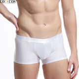 COCKCON男士平角裤冰丝一片式无痕内裤男夏季超薄低腰性感透气速干四角裤 白色 XL