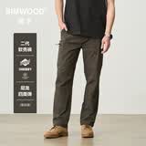 SIMWOOD/简木男装【LS07宽松直筒】145g吸湿速干轻户外软壳裤SM130060B 军灰绿 【LS07宽松直筒长裤】 31 (建议136-145斤)