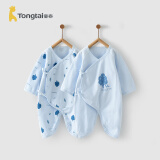 童泰婴儿连体衣新生儿衣服四季0-6月初生宝宝哈衣爬服纯棉内衣2件装 蓝色 59cm (建议1-3个月身高55-60cm)