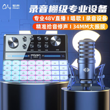 魅声G9 声卡直播设备手机专业唱歌专用抖音K歌主播全套电脑外置录音配音套装 G9-H4（专业录音棚级套装）
