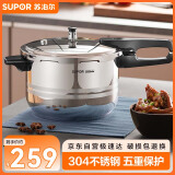 苏泊尔（SUPOR）304不锈钢5.2L压力锅22cm【3-5人适用】快煮防爆高压锅 燃气家用