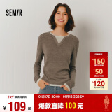 森马（Semir）森马毛衣女短款假两件含羊毛针织衫24冬新款保暖内搭109724107015