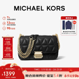 MICHAEL KORS新年礼物送女友MK女包SLOAN皮质链条单肩斜挎包小号黑色/金色