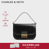 CHARLES&KEITH复古锁扣豆腐包单肩斜挎包包女包生日礼物新年礼物CK2-80781400 Black黑色CK2-80782444 S/M