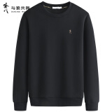 与狼共舞【通勤】刺绣卫衣男圆领2025春季新款宽松套头男装休闲上衣3037 黑色001- 3007 4XL /195