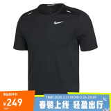 耐克（NIKE）男子 AS M NK DF RISE 365 SS 短袖针织衫 CZ9185-013 黑色L