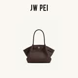 JW PEI饺子包女包Hana新款大号仿麂皮包大容量斜挎包通勤托特包JH306B04 深咖色荔枝纹大号