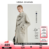 VEGA CHANG牛角扣呢子大衣女冬2024年学院风加厚毛呢大衣 燕麦色长款（160以上推荐） L