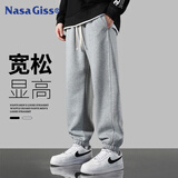 NASA GISS运动束脚裤男潮流宽松休闲裤纯色长裤子 花灰束脚 (175/80A)L