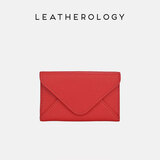 LEATHEROLOGY奥勒吉头层牛皮名片夹男女证件银行卡包卡夹真皮小钱包可定制礼物 经典红（黑内里）