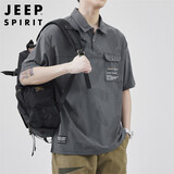 JEEP SPIRIT吉普短袖T恤男士POLO衫夏季冰丝高端上衣服潮工装半袖