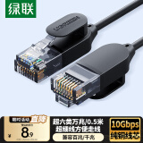 绿联超六类网线 细线款CAT6A 10Gbps万兆成品跳线 电脑/宽带/路由器/监控/光猫连接线缆 0.5米70331