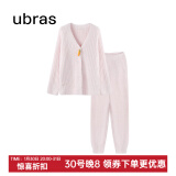 ubras【虞书欣同款】兔绒绒开襟家居服套装厚款女加绒睡衣冬季女 【长袖长裤套装】粉晨色 L