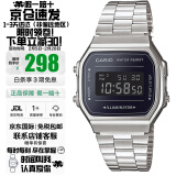 卡西欧（CASIO）学生运动电子表经典复古款方块男款不锈钢石英手表七夕情人节礼物 黑银A168WEM-1京仓速发