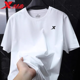 特步（XTEP）运动短袖t恤男速干衣夏季新款冰丝健身上衣宽松休闲薄款跑步半袖 珍珠白-纯棉款 L 175