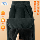班尼路儿童裤子冬季2025款中大童一体绒休闲裤男女童灯芯绒加绒束脚长裤