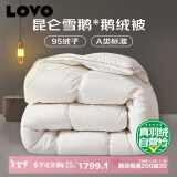 LOVO罗莱生活A类 95%昆仑白鹅绒羽绒被 冬被 1000g填充200*230cm 白色