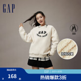 Gap男女装秋季款LOGO仿羊羔绒宽松廓形卫衣762596休闲上衣 米色 M (180/96A)