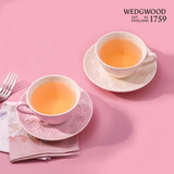 Wedgwood【新年礼物】欢愉假日咖啡杯碟陶瓷茶杯碟高颜值杯碟情侣杯 欢愉假日2杯2碟（粉+白）