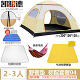 凯路德（KAIROAD）露营帐篷户外3-4人全自动速开手抛帐防晒防雨过夜加大野外套装 2人双门帐篷-套餐04