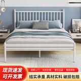 L&S床铁艺床欧式铁架床现代简约1.8双人床卧室主卧出租房宿舍床YC20 白色 1.5*2.0m