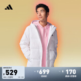 adidas 500蓬保暖连帽鸭绒羽绒服男女同款冬季阿迪达斯官方轻运动 白色 M