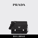 PRADA/普拉达【礼物】男士再生尼龙和Saffiano皮革大号单肩包 黑色