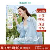 茵曼（INMAN）莱赛尔天丝衬衫女春夏轻薄上衣 开衩版-浅灰蓝 M