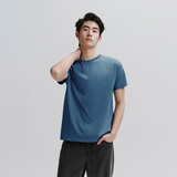 太平鸟男装 易打理短袖T恤男打底纯色衣服情侣体恤潮冰氧吧 雾霾蓝第二批 L