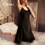 都市丽人吊带睡裙女性感睡衣夏季薄款高级缎面仿真丝情趣纯欲风大码百搭黑