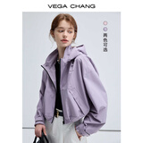 VEGA CHANG美式短外套女春秋2025年新款城市轻户外宽松上衣 轻纱紫 S