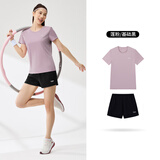 361°运动套装女夏季新款跑步速干短袖短裤两件套瑜伽服662524001H-2
