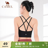 骆驼（CAMEL）瑜伽健身内衣女美背心式跑步运动文胸 Y0S1TLX601 黑色 M