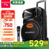 山水（SANSUI） A12-66广场舞音响户外K歌重低音蓝牙音响便携式移动舞台拉杆音箱大功率扩音器 豪华版（12寸重低音+单麦）