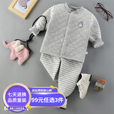 慧鸽（HUI GE NEI YI）2026男女宝宝内衣套装棉1-6岁婴幼儿内衣夹棉三层保暖加厚高腰 对襟灰灰 100 100 建议身高90-100cm
