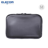 宜丽客（ELECOM）日本化妆包痛包手拿包可视便携保护包透明袋数码收纳包配件收纳包 M码 黑灰色