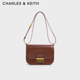 CHARLES&KEITH复古锁扣豆腐包单肩斜挎包包女包生日礼物CK2-80781400 DARK BROWN深棕色CK2-80782444 S/M