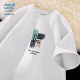 JEANSWEST LIFE真维斯欧美风短袖t恤男夏季纯棉男士五分袖学生校园字母潮流中袖T