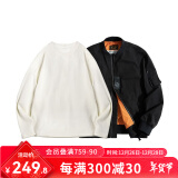 马登工装 美式复古MA-1飞行员夹克休闲棒球服短款外套春秋男潮痞帅 黑色MA1+米白长T L