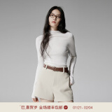 欧时力（ochirly）【可机洗澳洲进口100%美丽诺羊毛】毛衣女无缝一体24秋新品 米白 M