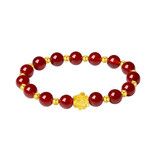 周大生黄金镶玉手串女玉髓手链足金转运珠送妈妈七夕礼物