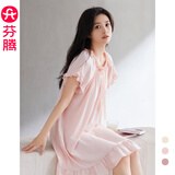 芬腾自营26年新款性感睡裙女纯棉法式公主风短袖睡衣纯欲风全棉连衣裙