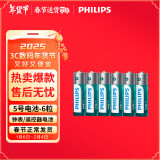 飞利浦（PHILIPS）碳性5号电池6粒干电池适用遥控器/钟表/电子称/计算器/闹钟/耳温枪五号电池AA R6