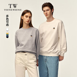 Teenie Weenie【男女同款】卫衣男2025年秋季新款时尚刺绣圆领卫衣上衣 象牙白 L