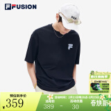 斐乐（FILA）FUSION潮牌情侣多彩短袖T恤2025新款男女短T时尚大logo夏季短袖 A深黑-BK XL 180/100A 【宽松版型】