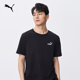彪马（PUMA）|纯棉宽松白色短袖T恤男女款情侣夏季运动上衣691550 黑色-01 M (175/96A)