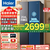 海尔【补贴20%】冰箱519升/620两门265L大冷冻对开门冰箱超薄小冷藏一级双变频黑金净化大容量家用冰箱 【519升大冷冻】BCD-519WLHSSEDX9