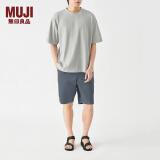 无印良品（MUJI）男式 棉弹力斜纹短裤 男士裤子休闲裤运动裤男生款 AED91C3S 蓝色 XL