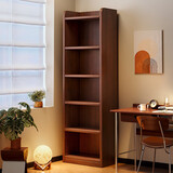 耐赛尔 实木书架落地多层置物架窄缝墙角储物架家用客厅小型书柜 【15mm实木生态板】胡桃色六层40x24x166cm