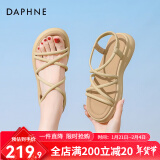 达芙妮（DAPHNE）凉鞋女夏季2024新款女鞋平底休闲凉拖鞋沙滩鞋罗马凉鞋女 黄色【松紧带热卖款】 38